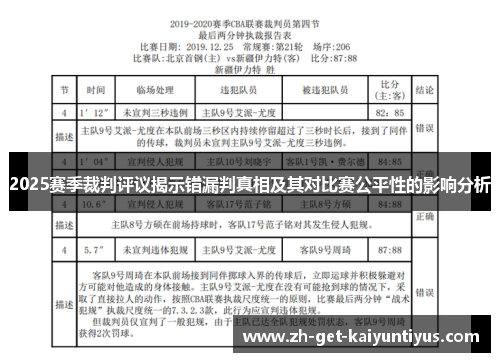 2025赛季裁判评议揭示错漏判真相及其对比赛公平性的影响分析