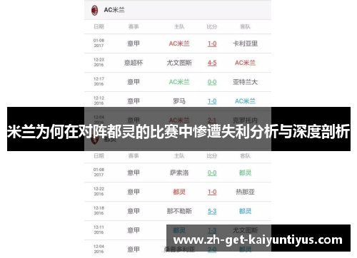 米兰为何在对阵都灵的比赛中惨遭失利分析与深度剖析