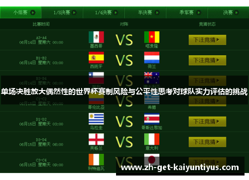 单场决胜放大偶然性的世界杯赛制风险与公平性思考对球队实力评估的挑战